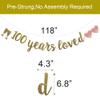 100 Years Loved Banner, Pre-Strung, Gold Glitter Paper Garlands for 100th Birthday/Wedding Anniversary Party Decorations Supplies, No Assembly Required,Gold,SUNbetterland view 2