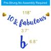 10 & Fabulous Banner,Pre-Strung,Blue Glitter Paper Banner Sign Garlands,10th Birthday / Anniversary Party Decorations Supplies,Letters Blue,SUNbetterland view 2