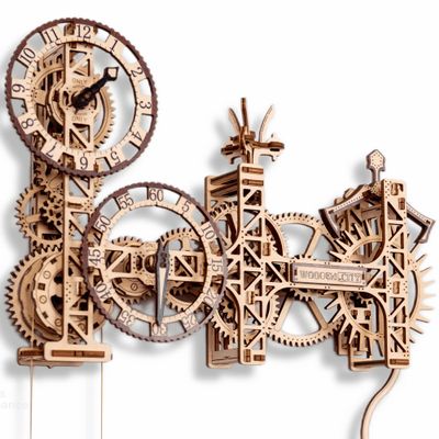 WOODEN.CITY Steampunk Wall Clock 3D Wooden Clock Puzzle for Adults & Teens, Mechanical Pendulum Clock Building Kit with 257 Pieces