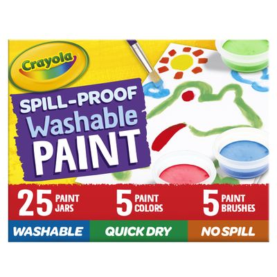 Crayola Spill Proof Paint Set (25ct), Washable Paint for Kids, Kids Craft Supplies, Holiday Gift for Toddlers & Kids, Nontoxic, 3+