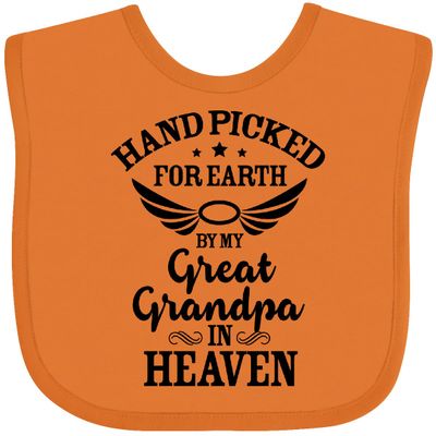 inktastic Handpicked for Earth By My Great Grandpa in Heaven Baby Bib Orange 37293