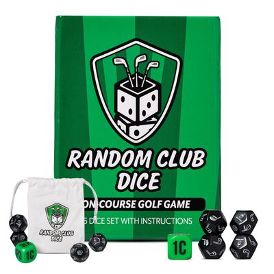 Random Club Dice On-Course Golf Dice Game  Fun Golf Dice Games Challenge for Golfers and Friends  Portable Dice Games On-Course Play  Includes 4 Random Club Dice, 1 Action Dice & Storage Bag