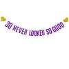 30 NEVER LOOKED SO GOOD Banner, Pre-Strung,Purple Glitter Paper Banner Sign Garlands,30th Birthday Party Decorations Supplies,Letters Purple,SUNbetterland view 1