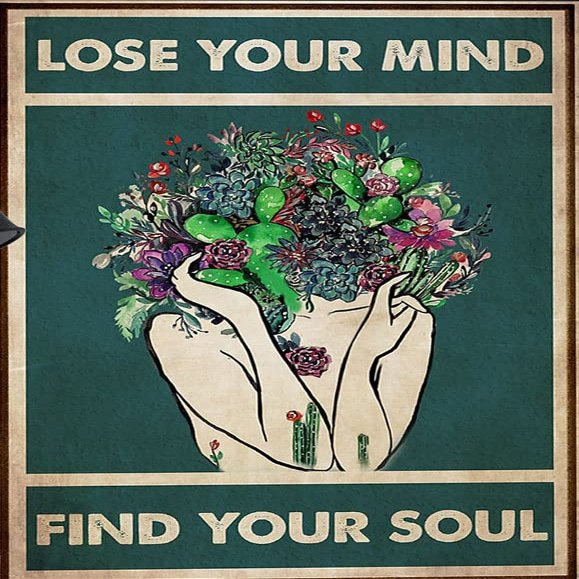 1000 Piece Wooden Adults Children PuzzlesLose Your Mind Find Your Soul Poster, Pot Head Succulents Poster, Vintage Garden Wall Art, Gardening Pot Head Girl Canvas, Cactus Plant Art