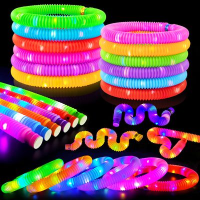 24 PCS Light Up Party Favors Supplies for Kids 4-8-12,Bulk Glow Sticks Bracelet Necklace Accessories Decorations for Toddlers,Valentines Mardi Gras Birthday Goodie Bag Stuffers Gifts for Boys Girls