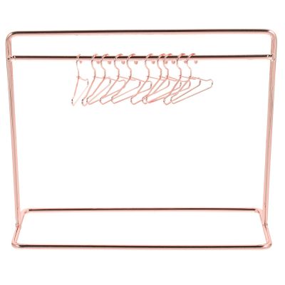 TOYANDONA Baby Clothes Kids Hangers Doll Garment Rack with Hangers Set Include Miniature Clothes Rack 10pcs Mini Metal Doll s for Dress Outfit Gown Rose Gold Baby s Kids