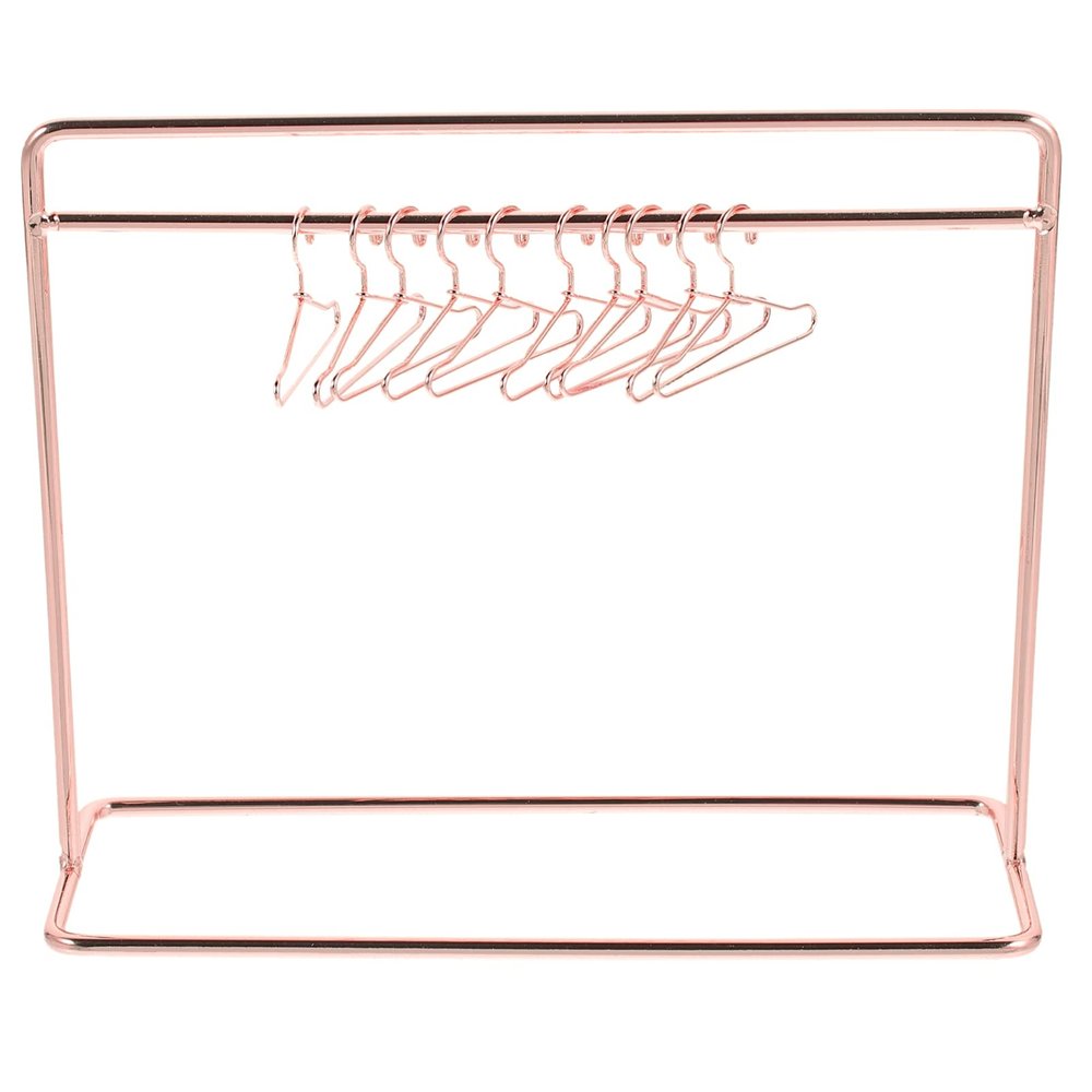 TOYANDONA Baby Clothes Kids Hangers Doll Garment Rack with Hangers Set Include Miniature Clothes Rack 10pcs Mini Metal Doll s for Dress Outfit Gown Rose Gold Baby s Kids