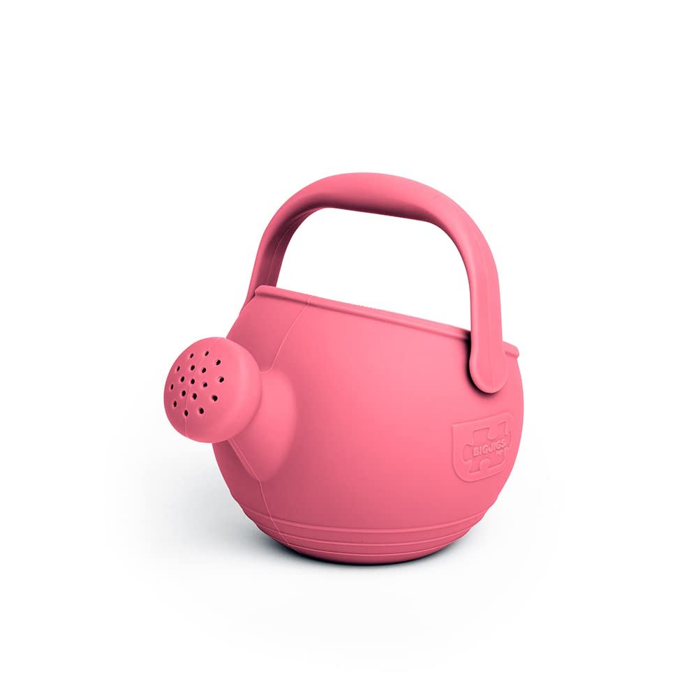 Bigjigs Toys Coral Pink 100% Silicone Childrens Watering Can - Temperature & Stain-Resistant Watering Can Kids, Easy Grip Handle, Sustainable Silicone Toys, Ideal Outdoor Toys & Beach Toys