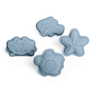 Bigjigs Toys Dove Grey Silicone Sand Moulds - 4 Piece Beach Toys Set, Eco Friendly, Sustainable Sand and Water Toys, for Toddlers Age 3-5 Years