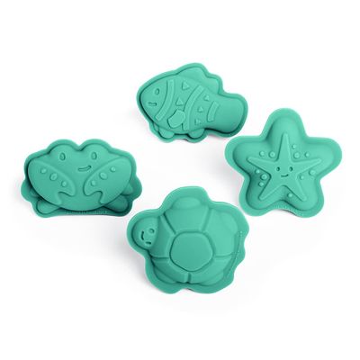 Bigjigs Toys Eggshell Green Silicone Sand Moulds - 4 Piece Silicone Beach Toys Set, Eco Friendly Beach Toys, Sustainable Sand and Water Toys, Sand Toys for Toddlers Age 3-5 Years