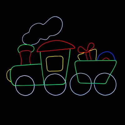 Neon LED Christmas Train and Car Motif  Lighted Silhouette  67 Inch