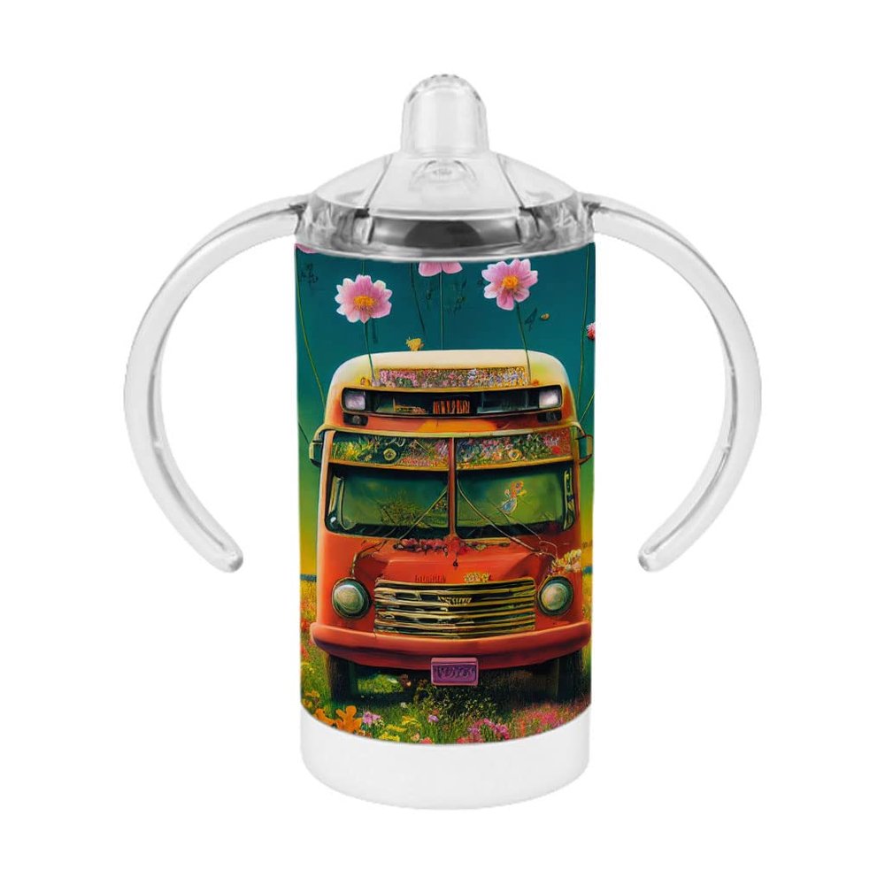 Hippie Bus Sippy Cup - Flowers Baby Sippy Cup - Graphic Sippy Cup