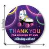 2"" Round Neon Rainbow Glow Roller Skating Thank You Party Favor Stickers - Set of 40 view 2