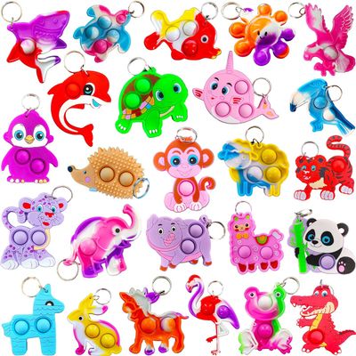 mypush popo 25 Packs Variety Zoo Animal Christmas Classroom Students Bulk Rainbow Bubbel Fidgets Gifts, Mini Pop Holiday Rewards Party Favors for Kids Adult