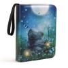 4 Pocket Trading Card Binders for 400 Cards, Cartoon Forest Night Moon Butterfly Pattern view 1