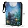 4 Pocket Trading Card Binders for 400 Cards, Cartoon Forest Night Moon Butterfly Pattern view 2
