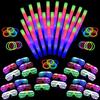Toysery Glow In The Dark Party Supplies 140 Piece - Party Props Blacklight Party Supplies - LED Glasses, Foam Light Up Sticks, Glow Party Sticks - Neon Party Favors Hora Loca Party Supplies for Adults view 1