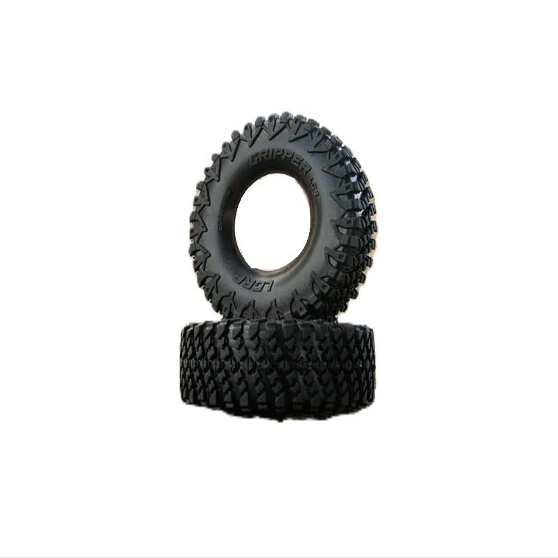 Little Guy Racing Gripper LG4 1.0 Inch Tires Compatible with 1/24 RC Axial SCX24, RGT, Element, Enduro, URUAV (2 Tires per Order), Black, 63mm x 21mm x R1 + Free Bottomline Decals Sticker