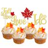 24 PCS Fall in Love Cupcake Toppers Glitter Maple Leaves Love I Do Cupcake Picks Fall Theme Wedding Cake Decorations for Bridal Shower Engagement Thanksgiving Birthday Party Supplies view 1