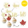 24 PCS Fall in Love Cupcake Toppers Glitter Maple Leaves Love I Do Cupcake Picks Fall Theme Wedding Cake Decorations for Bridal Shower Engagement Thanksgiving Birthday Party Supplies view 3