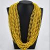 32 PCS 7mm Mardi Gras Bead Gold Faux Pearl Beads Necklaces Bulk Party Favor Plastic Play Pearl for 32" Carnival Necklaces Christmas Party St. Patrick's Day Costume Necklace view 3