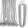16 PCS 7mm Mardi Gras Bead Silver Faux Pearl Beads Necklaces Bulk Party Favor Plastic Play Pearl for 32" Carnival Necklaces Christmas Party St. Patrick's Day Costume Necklace view 1