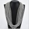 16 PCS 7mm Mardi Gras Bead Silver Faux Pearl Beads Necklaces Bulk Party Favor Plastic Play Pearl for 32" Carnival Necklaces Christmas Party St. Patrick's Day Costume Necklace view 3