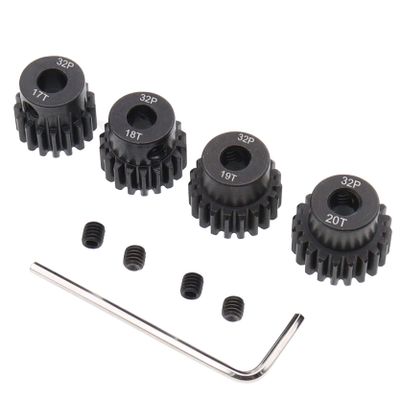Treehobby 4PCS Metal Steel 32P 5mm Pinion Gear Set 17T 18T 19T 20T with Hex Key for RC Cars(Compatible with 0.8 Metric Pitch)