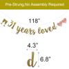31 Years Loved Banner, Pre-Strung, Gold Glitter Paper Garlands for 31st Birthday/Wedding Anniversary Party Decorations Supplies, No Assembly Required,Gold,SUNbetterland view 2