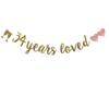 34 Years Loved Banner, Pre-Strung, Gold Glitter Paper Garlands for 34th Birthday/Wedding Anniversary Party Decorations Supplies, No Assembly Required,Gold,SUNbetterland view 1