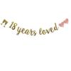 18 Years Loved Banner, Pre-Strung, Gold Glitter Paper Garlands for 18th Birthday/Wedding Anniversary Party Decorations Supplies, No Assembly Required,Gold,SUNbetterland view 1