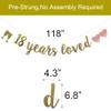 18 Years Loved Banner, Pre-Strung, Gold Glitter Paper Garlands for 18th Birthday/Wedding Anniversary Party Decorations Supplies, No Assembly Required,Gold,SUNbetterland view 2