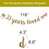 33 Years Loved Banner, Pre-Strung, Gold Glitter Paper Garlands for 33rd Birthday/Wedding Anniversary Party Decorations Supplies, No Assembly Required,Gold,SUNbetterland view 2