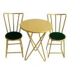 Eledoll 1:6 Dollhouse Furniture Gold Metal French Bistro Table and 2 Chair Set Heavyweight for 12" Fashion Doll 1/6 Scale view 1