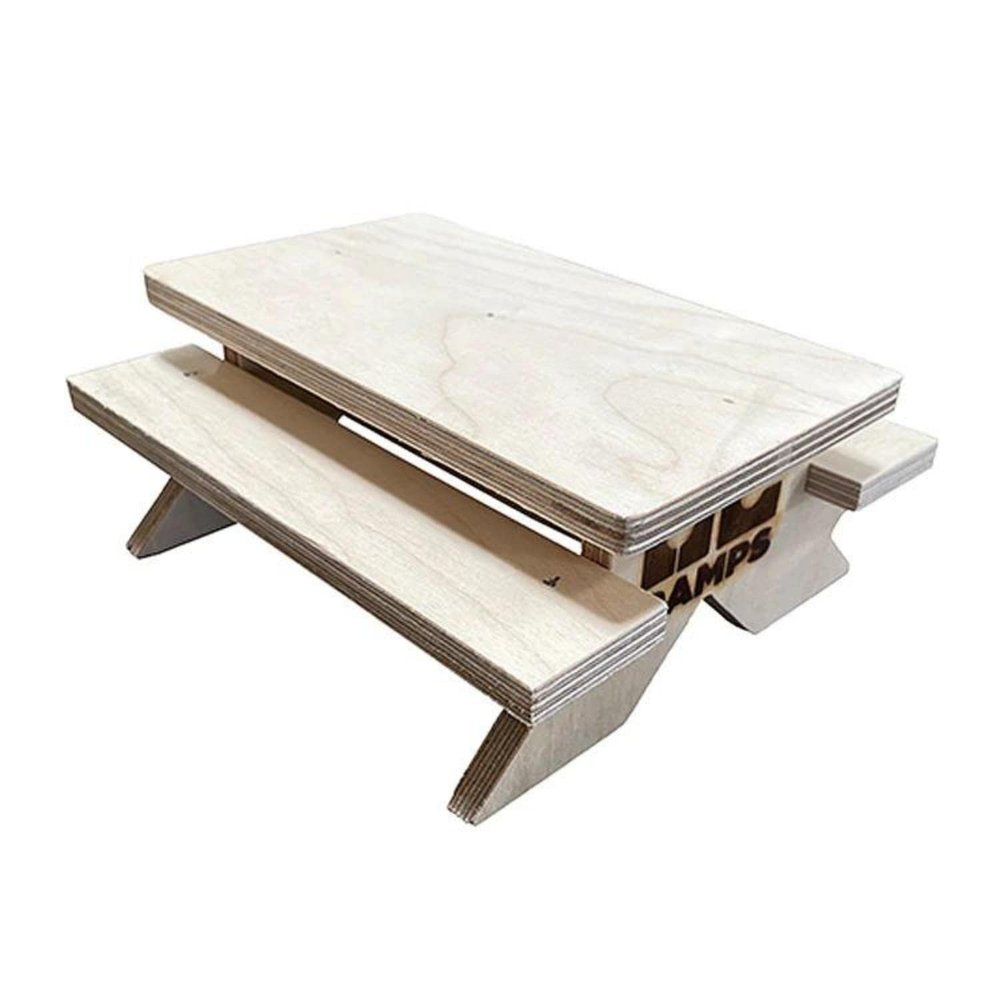 OC Ramps Wood Fingerboard Obstacles - Premium Quality Finger Board Half Pipe, Launch Ramp, Picnic Table Bench and Grind Box - Mini Finger Skatepark Toys (FB Picnic Table)