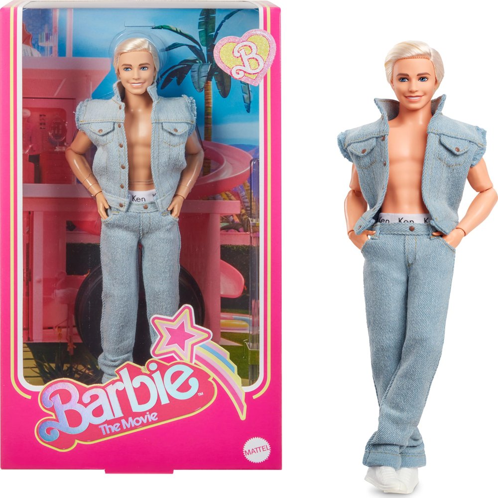 Barbie The Movie Collectible Ken Doll Wearing All-Denim Matching Set with Original Ken Signature Underwear