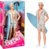 Barbie The Movie Ken Doll, Collectible Wearing Pastel Pink & Green Striped Beach Matching Set with Surfboard & White Sneakers view 1