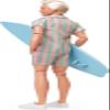 Barbie The Movie Ken Doll, Collectible Wearing Pastel Pink & Green Striped Beach Matching Set with Surfboard & White Sneakers view 4