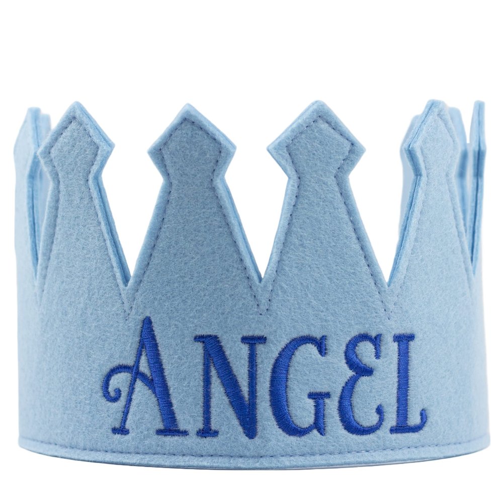 Melondipity Birthday Crown Hat - Felt Birthday Crown for Boys & Girls - Personalized Birthday Hats for Kids 1-8 Years Old (Customized Light Blue)
