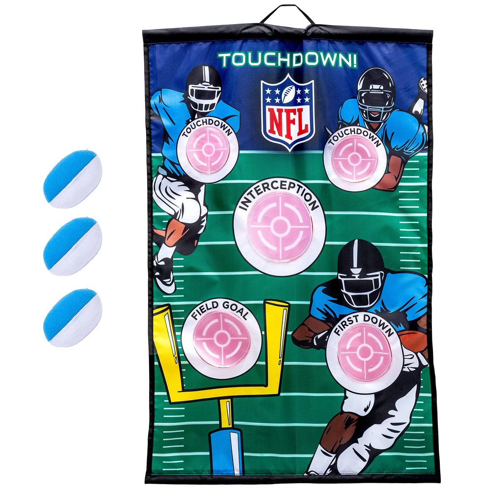Franklin Sports NFL Football Target Toss Game - Kids Over The Door Mini Football Throwing Game with (3) Mini Balls - Perfect Indoor Toy for Kids - 36" x 24"