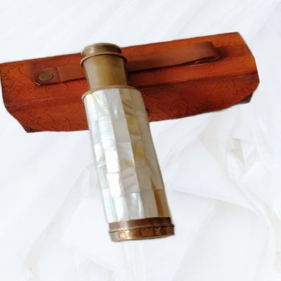 Vintage Brass Mother of Pearl Binocular|Marine Spyglass Telescope|Unique Vintage Telescope|Collectible Gift for Antique Lover by Muskan Nauticlal Store