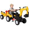 Aosom Digger Ride-on Truck Kids Car with Horn, Excavator Ride-on Toy, Imaginative Toy Construction Car, 6 Wheels & Detachable Trailer, Yellow view 1