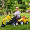 Aosom Digger Ride-on Truck Kids Car with Horn, Excavator Ride-on Toy, Imaginative Toy Construction Car, 6 Wheels & Detachable Trailer, Yellow view 2