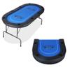 Vilobos Foldable 6-8 Player Poker Table - Fully Assembled, Casino-Style Texas Hold'em with Faux Leather Padded Rails and Cup Holders, Blue view 1