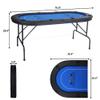Vilobos Foldable 6-8 Player Poker Table - Fully Assembled, Casino-Style Texas Hold'em with Faux Leather Padded Rails and Cup Holders, Blue view 2