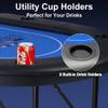 Vilobos Foldable 6-8 Player Poker Table - Fully Assembled, Casino-Style Texas Hold'em with Faux Leather Padded Rails and Cup Holders, Blue view 4