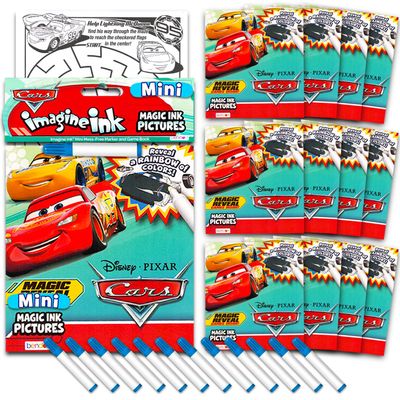 Disney Cars Imagine Ink Coloring Book Set - Bundle of 12 No-Mess Magic Inks Featuring Lightning McQueen | Disney Cars Party Favor Pack for Kids