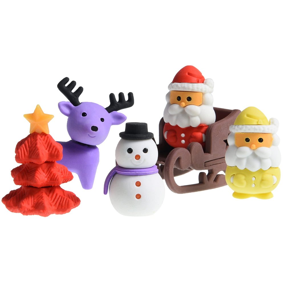 3D Christmas Erasers for Kids, 24 Pcs Cute Puzzle Erasers Desk Pets Toy for School Classroom Prizes, Santa Claus Stocking Gift Filling, Christmas Party Decoration, Goodies Bag Fillers