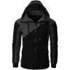 Maiyifu-GJ Men's Fleece Hoodies Full Zip Lightweight Color Block Hoodie Long Sleeve Zip-up Hooded Sweatshirt With Pocket (Black,Large) view 1