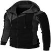 Maiyifu-GJ Men's Fleece Hoodies Full Zip Lightweight Color Block Hoodie Long Sleeve Zip-up Hooded Sweatshirt With Pocket (Black,Large) view 2